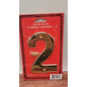 Vtg 3 3/4 inch Handcrafted Upper Deck Solid Brass House Number "2" Sealed